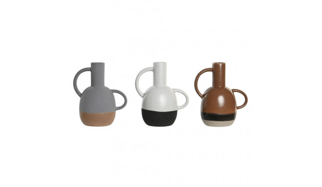 Vaas DKD Home Decor Valge Hall Terrakota Portselan 19,5 x 12 x 22,6 cm (3 Ühikut)