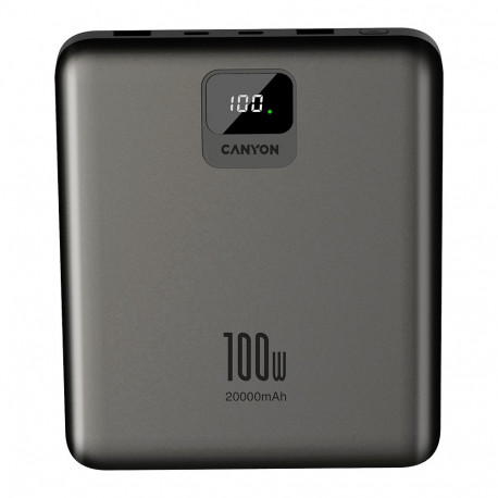 CANYON power bank PB-2008 LED FLAT 20000 mAh PD100W QC3.0 Dark Grey