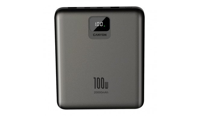 CANYON power bank PB-2008 LED FLAT 20000 mAh PD100W QC3.0 Dark Grey