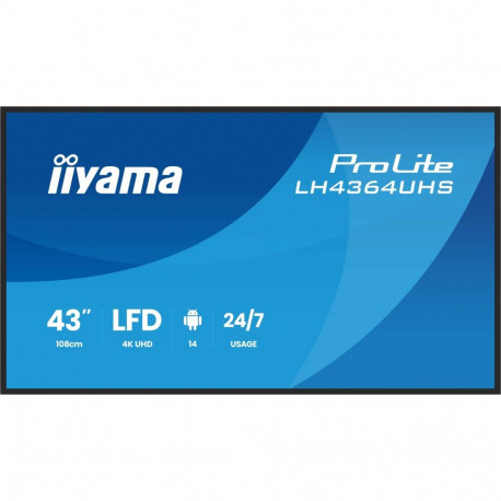 iiyama LH4364UHSB-B1AG Signage Display 109.2 cm (43") Wi-Fi 500 cd/m² 4K Ultra HD Built-in processor