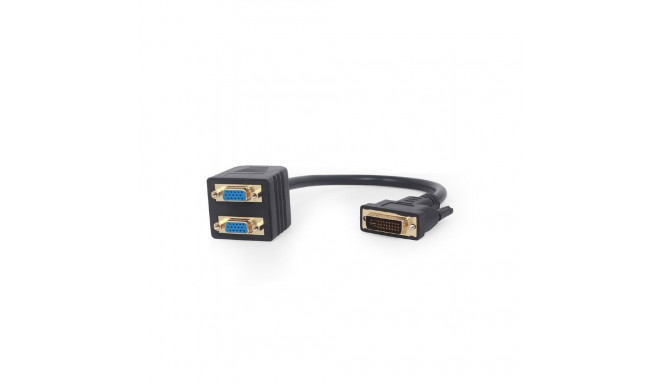 Gembird passiivne DVI-I isane kahe VGA emase adapter/jagaja 0,3 m must