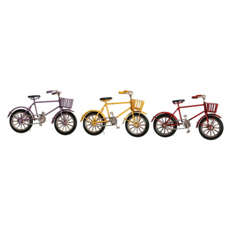 Decorative Figure DKD Home Decor Yellow Red Lilac Bicycle Vintage 16,5 x 5,5 x 9 cm (3 Units)