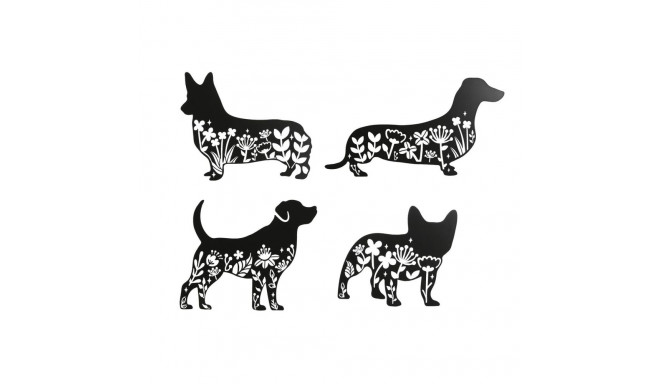 Seinakaunistus Home ESPRIT Must Koer 40 x 1 x 33 cm (4 Ühikut)