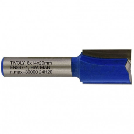 Straight slot cutter, 14x8 mm, 8mm shank