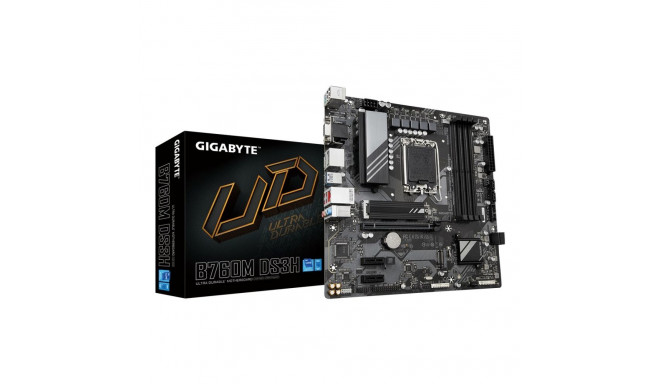 Gigabyte B760M DS3H 1.0 emaplaat protsessoripere Intel protsessoripesa LGA1700 DDR4 DIMM mälupesad 4