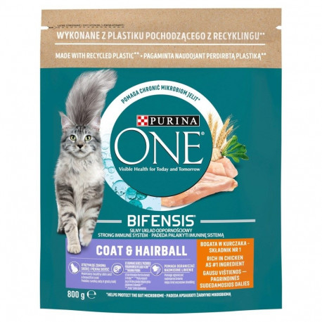 PURINA One Bifensis karva- ja karvapallide vastu kanaga kuiv kassitoit 800 g