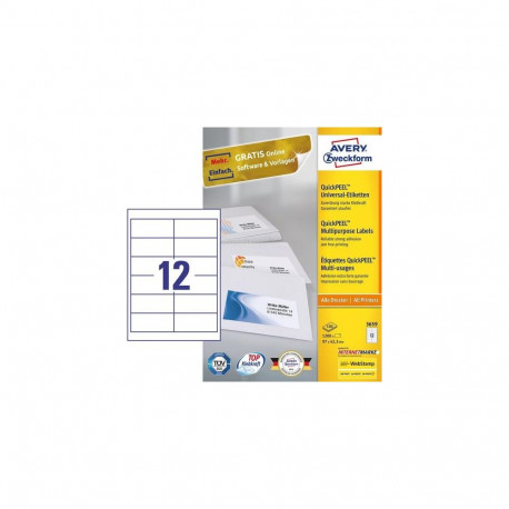 Avery 3659 self-adhesive label Rectangle Permanent White 1200 pc(s)