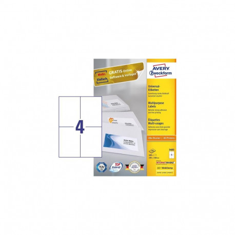 Avery 3483 self-adhesive label Rectangle Permanent White 400 pc(s)