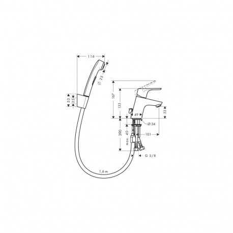 Hansgrohe Focus E2 31926000 valamu segisti bidee dušiga