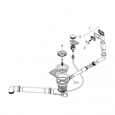 Siphon with bottom valve and overflow set D16-11 Hansgrohe 43937000