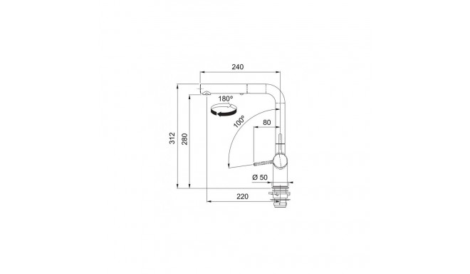 Sink mixer with pull-out hose Franke Active L, Onyx (black), 115.0653.384