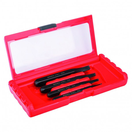 Set of stud extractors for broken-off screws, bolts and studs including 4 sizes: M5-M10; M8- M14; M1