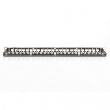 High density 19" patch panel 24x keystone, 0.5U