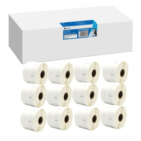 12x G&G etiketid 32mm x 57mm must komp. m. Dymo 11354/ s0722540