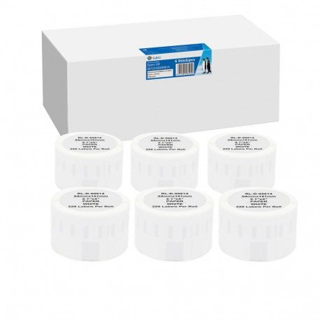 6x G&G etiketid 54mm x 101mm must komp. m. Dymo S0722430/99014