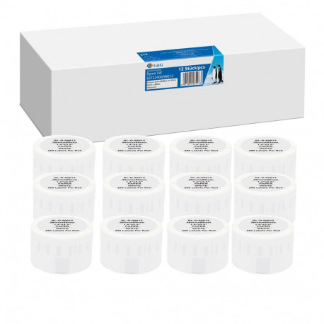 12x G&G etiketid 36mm x 89mm must komp. m. Dymo 99012/ s0722400