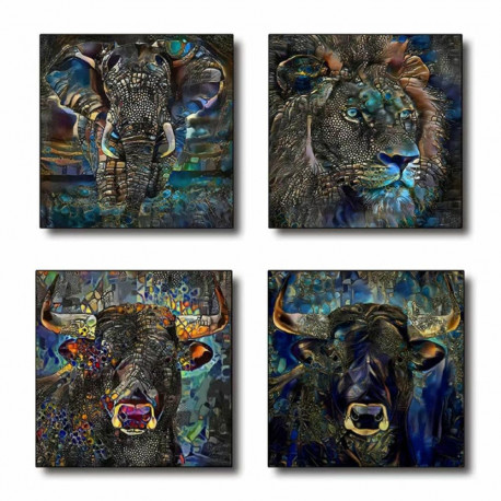 Maal DKD Home Decor loomad Kaasaegne (60 x 2 x 60 cm) (4 Ühikut)