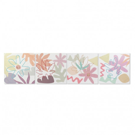 Kangas DKD Home Decor Kwiaty (60 x 1,8 x 60 cm) (4 Ühikut)