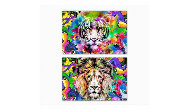 Canvas DKD Home Decor Lion Modern (70 x 1,8 x 50 cm) (2 Units)