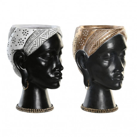 Decorative Figure DKD Home Decor Silver Golden Brown Resin Colonial African Woman (19,5 x 11 x 39,5 