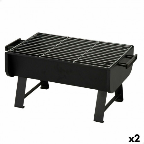 Barbecue Portable Aktive Steel 45 x 25 x 30 cm Black (2 Units)