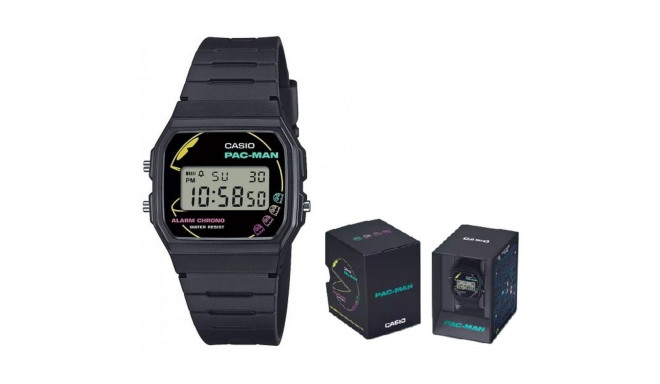 Unisex Kell Casio F-91 - PACMAN Series Limited Edition Must (Ø 35 mm)