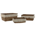 Basket set Home ESPRIT White Natural Natural Fibre Boho Worn (3 Pieces)
