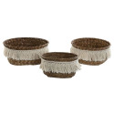 Basket set Home ESPRIT White Natural Natural Fibre Boho Worn (3 Pieces)