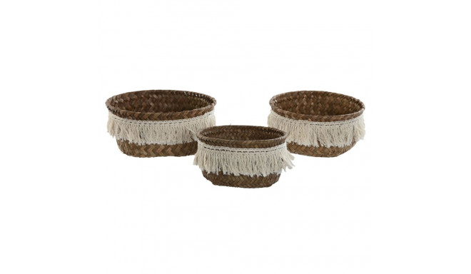 Korvikomplekt Home ESPRIT Looduslik kiud Boho Kantud 16 x 16 x 6 cm