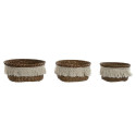 Basket set Home ESPRIT White Natural Natural Fibre Boho Worn (3 Pieces)