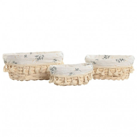 Basket set Home ESPRIT Natural wicker (3 Pieces)