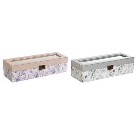 Kella hoiukarp DKD Home Decor Valge Hall Lillla Heleroosa Kristall 33 x 11 x 9 cm (2 Ühikut)