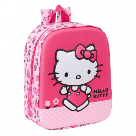 Laste seljakott Hello Kitty Roosa 22 x 27 x 10 cm 3D