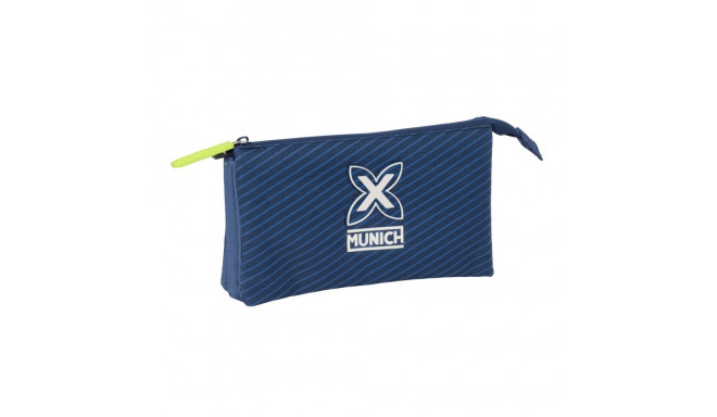 Kolme tõmblukuga pliiatsikarp Munich Blue indigo Sinine 22 x 12 x 3 cm