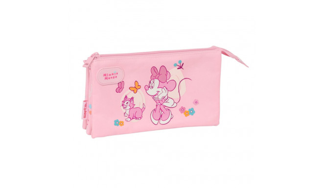 Kolme tõmblukuga pliiatsikarp Minnie Mouse Baby Roosa 22 x 12 x 3 cm