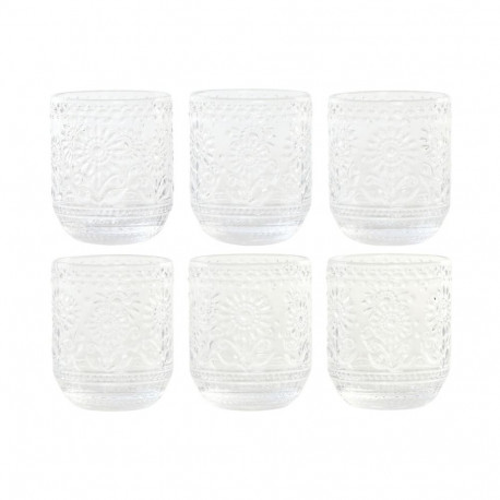 Klaaside komplekt Home ESPRIT Läbipaistev Kristall Reljeefiga 360 ml (6 Ühikut)