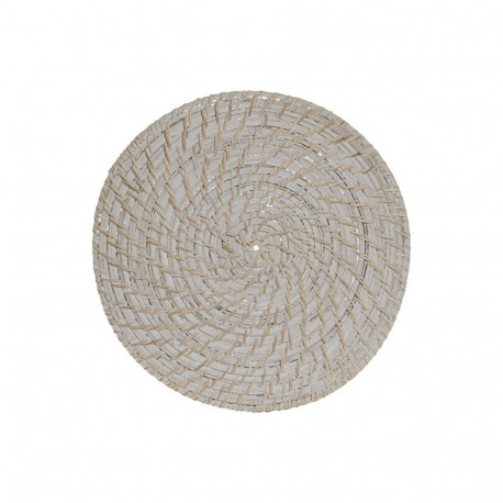 Table Mat Home ESPRIT White Natural Bamboo Rattan 34 x 34 x 1,5 cm