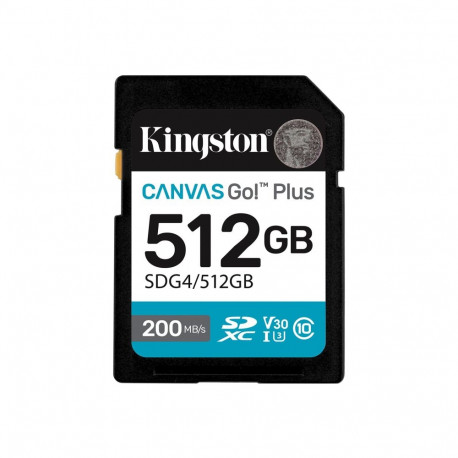 KINGSTON 512GB SDXC Canvas Go Plus Gen4 200MB/s C10 UHS-I U3 V30 mälukaart