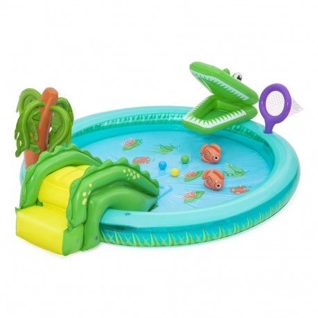 Bestway Crocodile Cove laste täispuhutav veemängukeskus ja bassein 2.24 m x 1.81 m x 72 cm