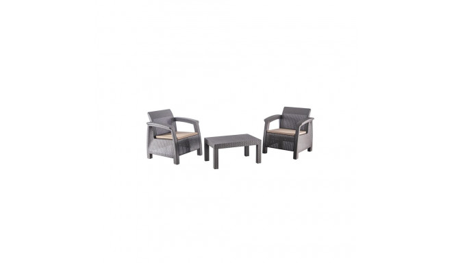 FURNIT SET OUT BROW/MOC ARMCHAIR/TABLE