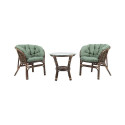 FURNIT SET OUT BROW/GRE ARMCHAIR/TABLE
