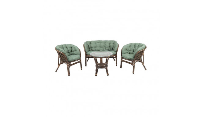 FURNIT SET OUT BROW/GRE ARMCH/SOFA/TAB