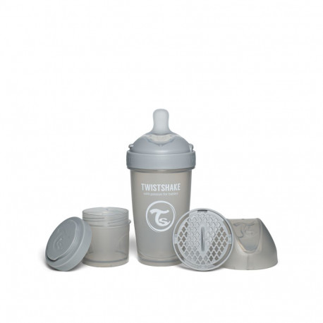 Twistshake Pro Double Anti-Colic Feeding Bottle 260ml Pastel Grey 79026
