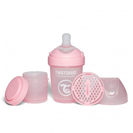 Twistshake Pro Double Anti-Colic Feeding Bottle 180ml Pastel Pink 79008