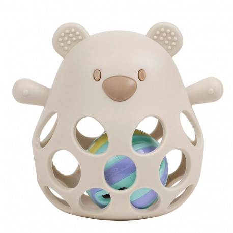 NATTOU Silicone Bear rattle with a ball beige