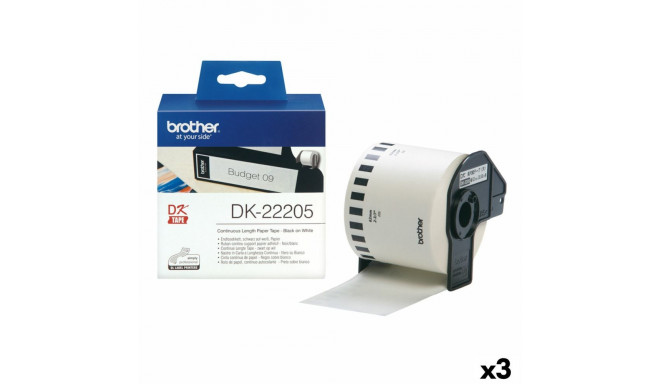 Katkematu Paberirull Brother DK-22205 Must/Valge (3 Ühikut)