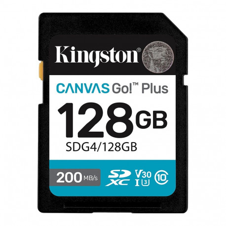 Kingston memory card SDXC 128GB Canvas Go Plus Gen4 200MB/s C10 UHS-I U3 V30