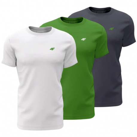 Koszulka męska 4F M1895 3pak granatowa, zielona, biała 4FWSS24TTSHM1895 90S  5XL