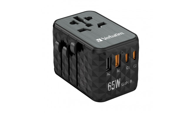 Verbatim GAN III UTA-05 2 x USB-C PD 65W & QC 4+ / 2 x USB-A laadija