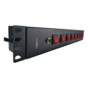 Rack-riba 19 1.5U, 8x UNEL pistik taga, 8x lüliti ees